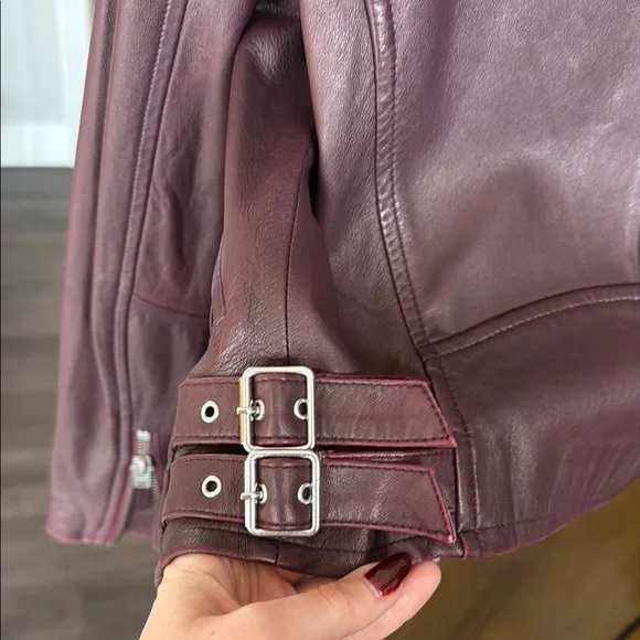 IRO Red Leather Moto Jacket - Picture 4 of 7